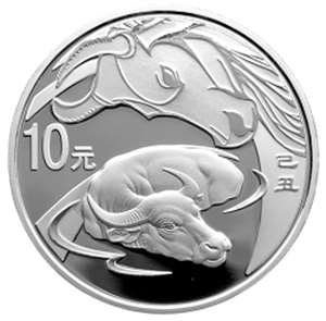 2009牛年1盎司圆形银质纪念币 本银牛 本色金银纪念币